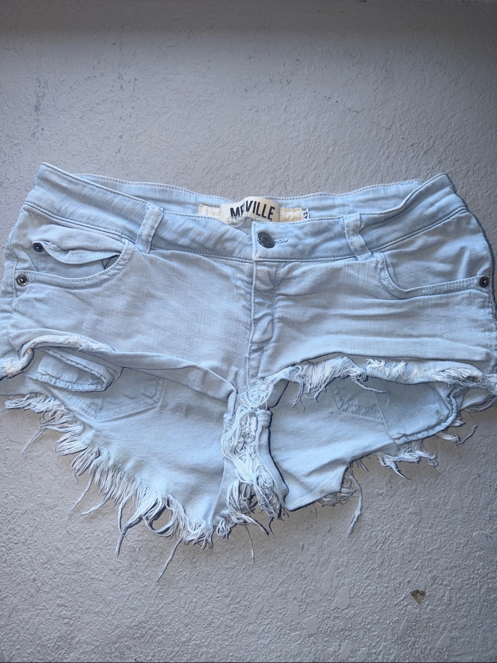 Brandy Melville Light Blue Distressed Denim Shorts